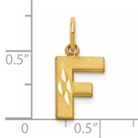 10K Yellow Gold Satin Diamond-cut Block Initial F Charm view 4