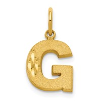 10K Satin Diamond-cut Block Initial G Charm view 1