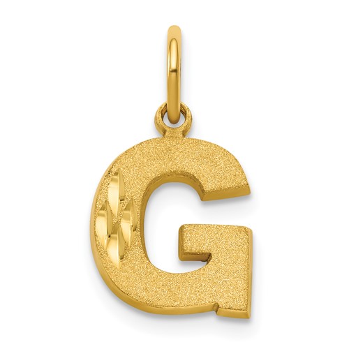 10K Yellow Gold Satin Diamond-cut Block Initial G Charm