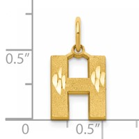 10K Yellow Gold Satin Diamond-cut Block Initial H Charm view 4