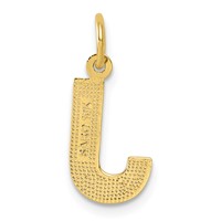 10K Yellow Gold Satin Diamond-cut Block Initial J Charm view 3