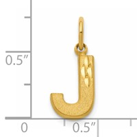 10K Yellow Gold Satin Diamond-cut Block Initial J Charm view 4