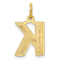 10K Yellow Gold Satin Diamond-cut Block Initial K Charm view 3