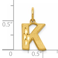 10K Yellow Gold Satin Diamond-cut Block Initial K Charm view 4