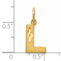 10K Yellow Gold Satin Diamond-cut Block Initial L Charm view 4