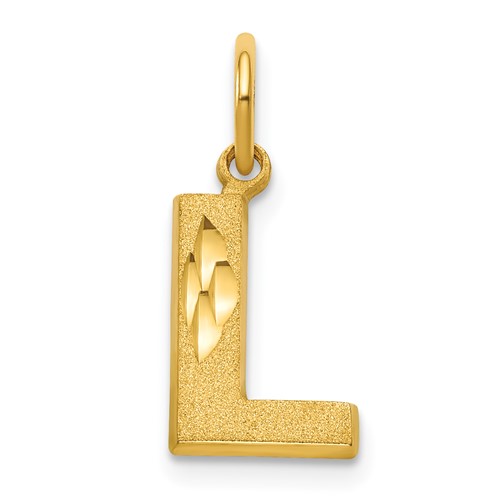 10K Yellow Gold Satin Diamond-cut Block Initial L Charm