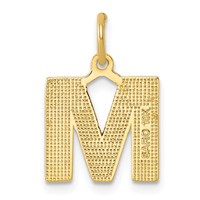 10K Yellow Gold Satin Diamond-cut Block Initial M Charm view 3