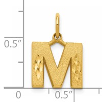 10K Yellow Gold Satin Diamond-cut Block Initial M Charm view 4