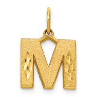10K Yellow Gold Satin Diamond-cut Block Initial M Charm view 1