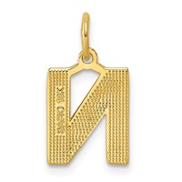 10K Yellow Gold Satin Diamond-cut Block Initial N Charm view 3