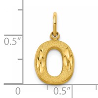 10K Yellow Gold Satin Diamond-cut Block Initial O Charm view 4