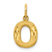 10K Yellow Gold Satin Diamond-cut Block Initial O Charm view 1