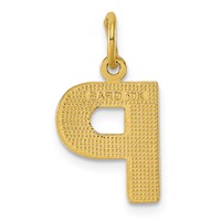 10K Yellow Gold Satin Diamond-cut Block Initial P Charm view 3