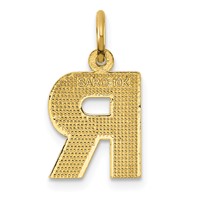 10K Satin Diamond-cut Block Initial R Charm view 3