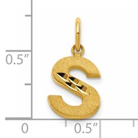 10K Satin Diamond-cut Block Initial S Charm view 4