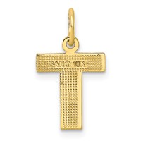 10K Yellow Gold Satin Diamond-cut Block Initial T Charm view 3