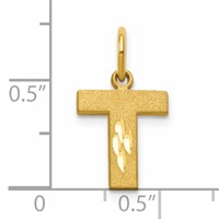 10K Yellow Gold Satin Diamond-cut Block Initial T Charm view 4