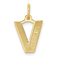 10K Yellow Gold Satin Diamond-cut Block Initial V Charm view 3