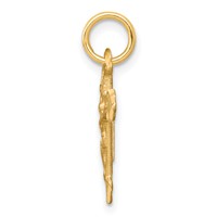 10K Yellow Gold Satin Diamond-cut Crucifix Charm view 2