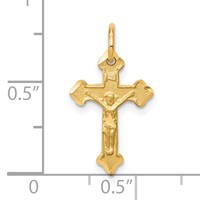 10K Yellow Gold Satin Diamond-cut Crucifix Charm view 3