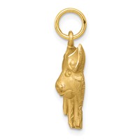 10K Yellow Gold Satin Diamond-cut Pig Charm view 2
