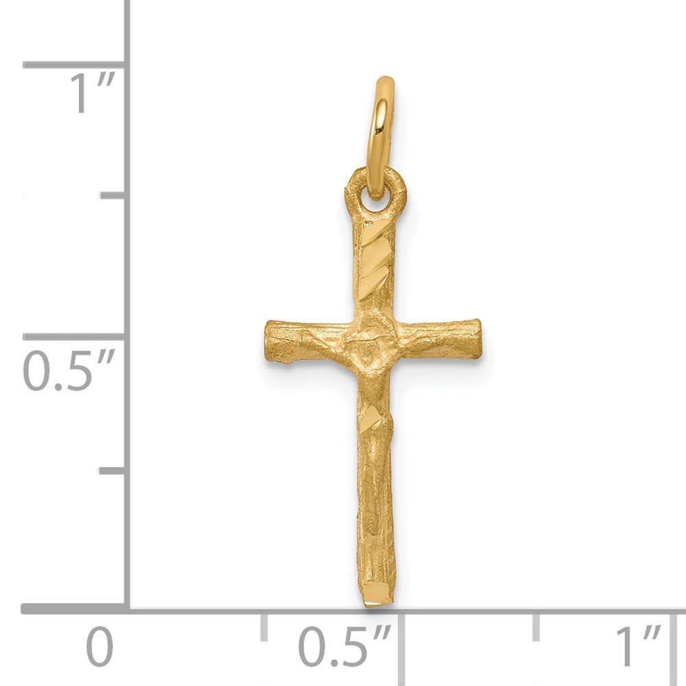 10k Solid Satin Polished Cross Charm (10C79)