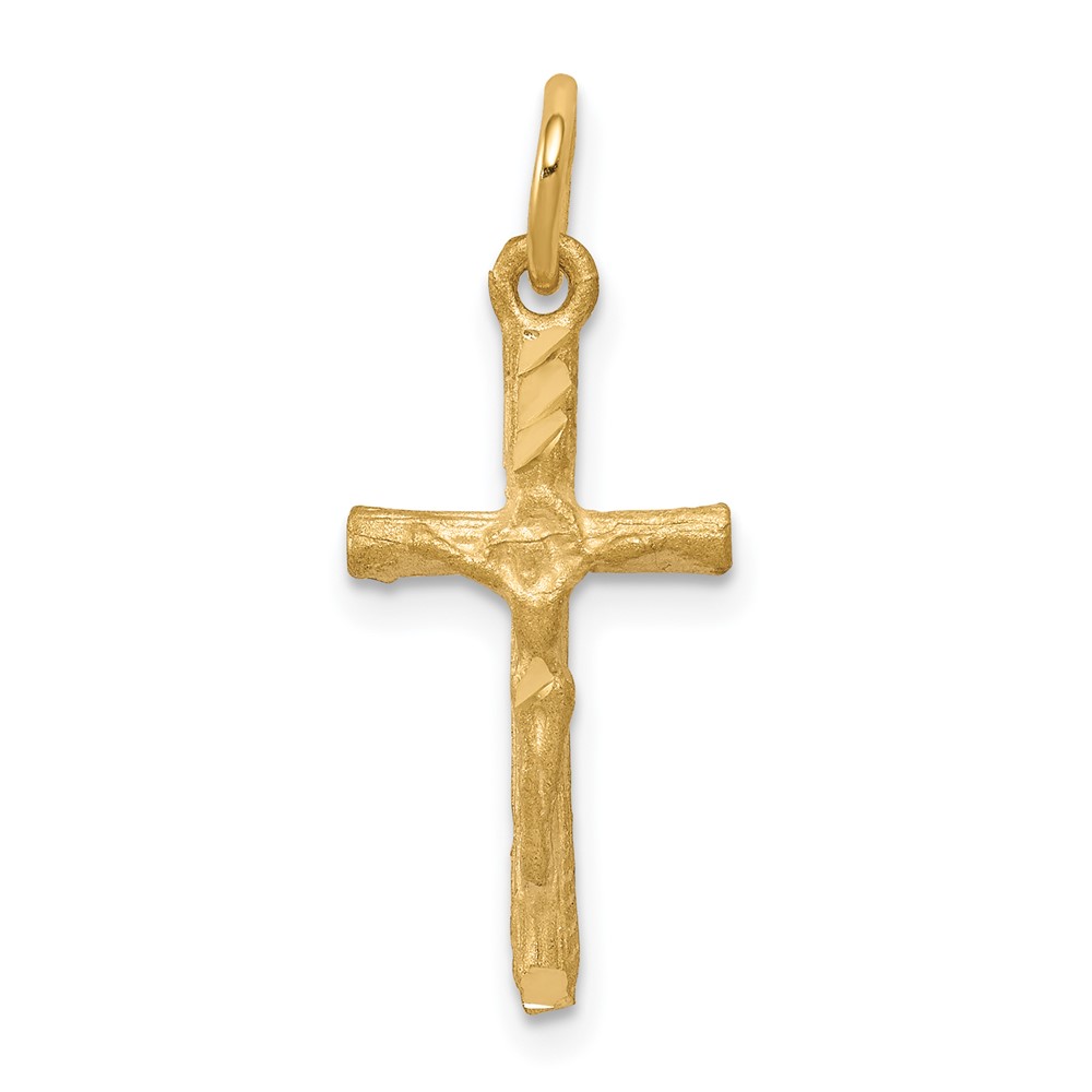 10k Solid Satin Polished Cross Charm (10C79)