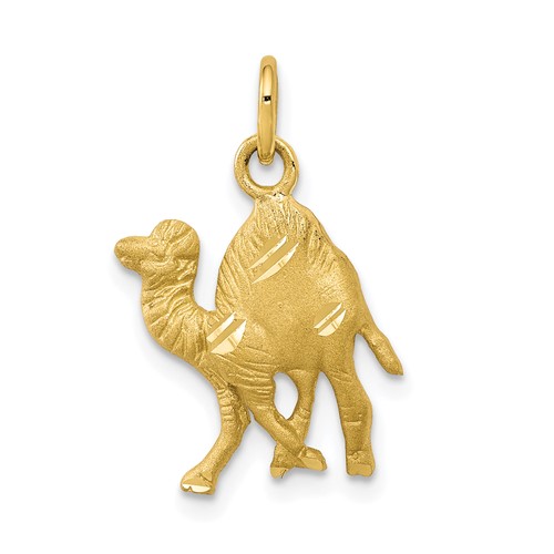 10K Yellow Gold Satin Diamond-cut Camel Charm