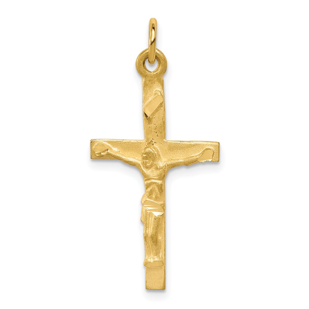 10K Solid Polished Crucifix Pendant