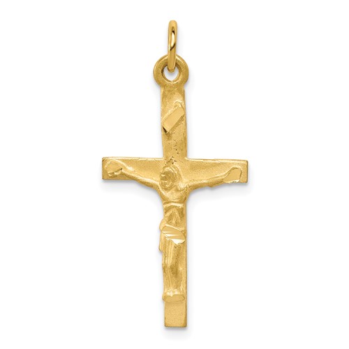 10K Yellow Gold Solid Polished Crucifix Pendant