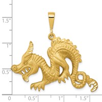 10K Yellow Gold Large Satin Diamond-cut Dragon Pendant view 3