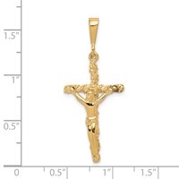 10K Yellow Gold Solid Polished Crucifix Pendant view 3