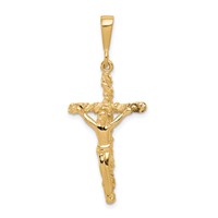 10K Yellow Gold Solid Polished Crucifix Pendant view 1