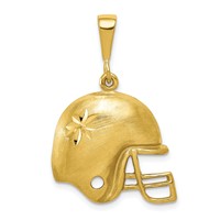 10K Yellow Gold Diamond-cut Football Helmet Charm view 1