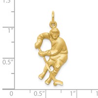 10K Yellow Gold Satin Diamond-cut Hockey Player Charm view 3