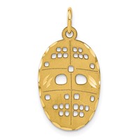 10K Yellow Gold Cut-out Hockey Mask Charm view 1