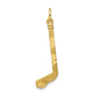 10K Yellow Gold Diamond-cut Hockey Stick Charm view 1