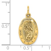 10K Solid Satin Polished Oval St. Christopher Pendant view 3