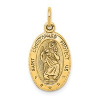 10K Solid Satin Polished Oval St. Christopher Pendant view 1