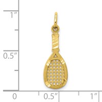 10K Yellow Gold Solid Diamond-cut Racquetball Racquet Charm view 3