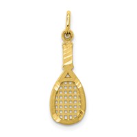 10K Yellow Gold Solid Diamond-cut Racquetball Racquet Charm view 1