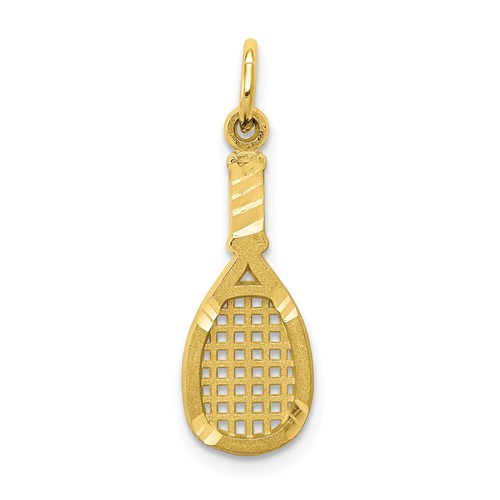 10K Yellow Gold Solid Diamond-cut Racquetball Racquet Charm