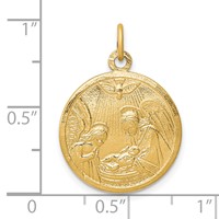 10K Solid Satin Polished Baptism Disc Pendant view 3