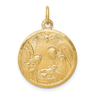 10k Solid Satin Polished Baptism Disc Pendant