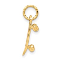 10K Yellow Gold Solid 3-D Skateboard Charm view 2