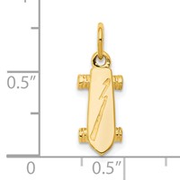 10K Yellow Gold Solid 3-D Skateboard Charm view 3