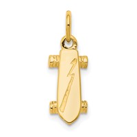 10K Yellow Gold Solid 3-D Skateboard Charm view 1
