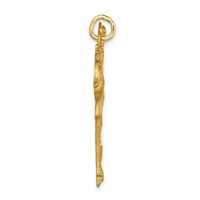 10K Yellow Gold Solid Satin Diamond-cut Figure Skater Charm view 2