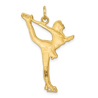 10K Yellow Gold Solid Satin Diamond-cut Figure Skater Charm view 3