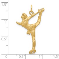 10K Yellow Gold Solid Satin Diamond-cut Figure Skater Charm view 4